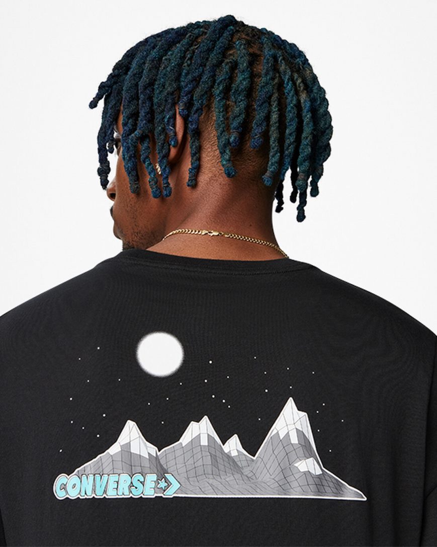 Men's Converse Moon Mountain Graphic T-Shirts Black | AU 19C68Y
